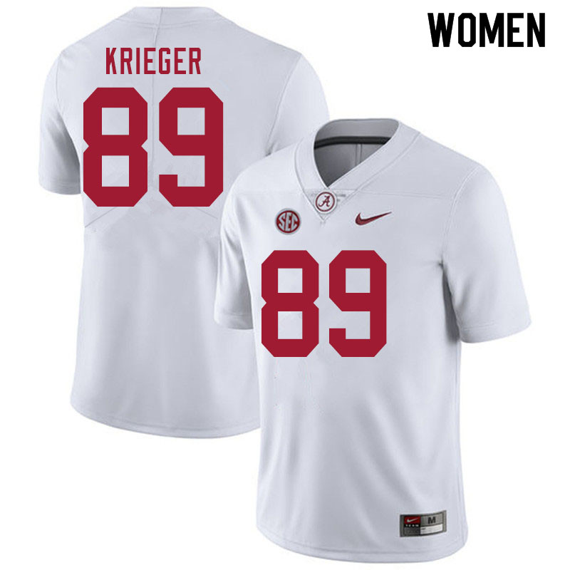 Alabama Crimson Tide Women's Grant Krieger #89 White NCAA Nike Authentic Stitched 2020 College Football Jersey RG16N06CF